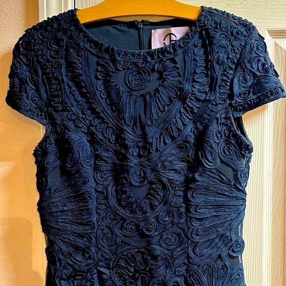 J S Collections Navy Sheath Midi Dress Size 8 - Picture 3 of 12